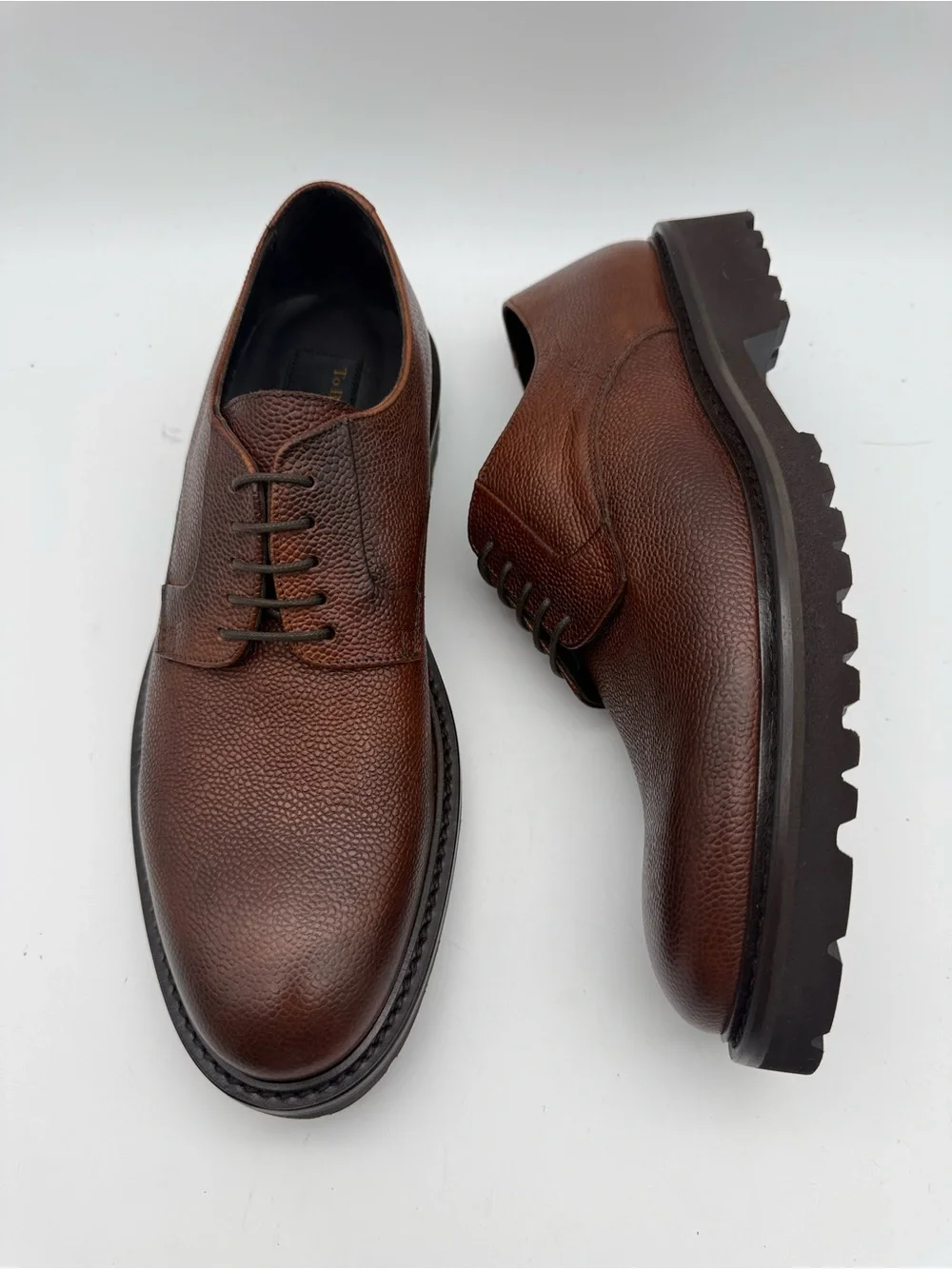 BRAND NEW To Boot New York Adam Derrick Brown Pebble Grain Derby Made Italy Sz 9
